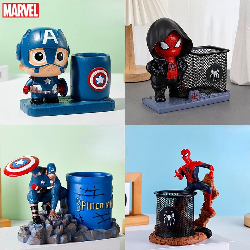 

Marvel Мстители Капитан Америка Человек-паук держатель ручки мультфильм оригинальность студентов Рабочий стол ящик для хранения украшений подарок на день рождения