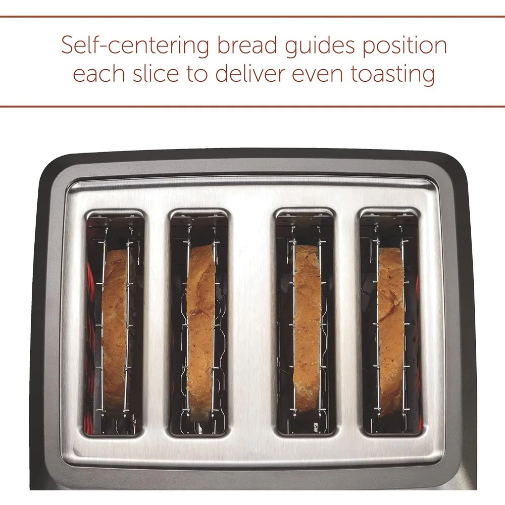 4-Slice Extra-Wide Slot Toaster with Shade Selector, Bagel and Defrost Settings, Red Knob, Stainless Steel (WGTR154S)