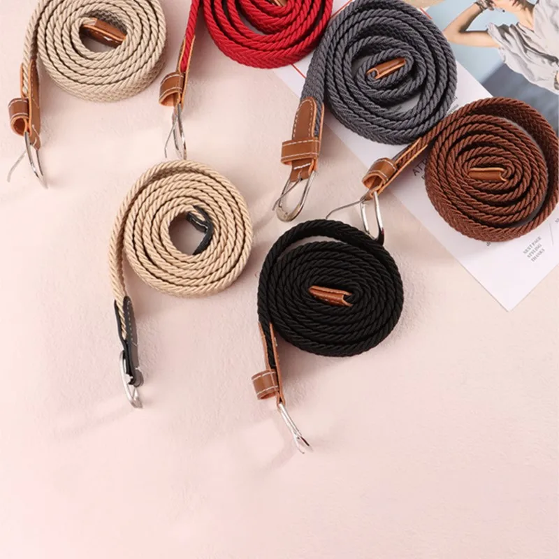 Fashionable Woven Stretch Non-marking Invisible Non-porous Men\'s And Women\'s Versatile Elastic Canvas Jeans Belt Waist Belt