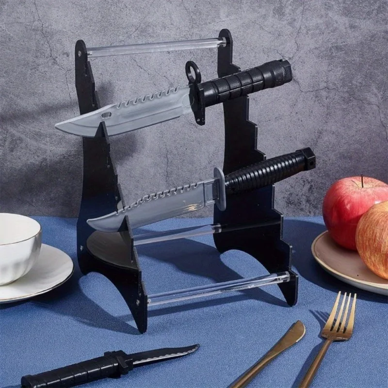 Acrylic Table Knife Display Stand Folding Knife Butterfly Knife Saber Fruit Knife Kitchen Display Storage Rack