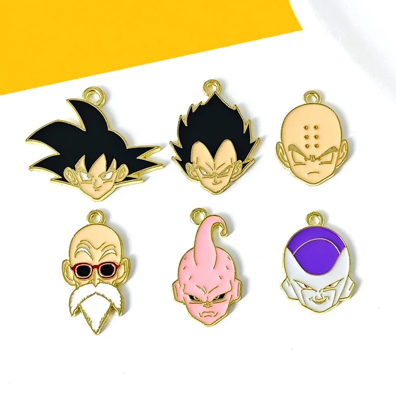 10pcs Dragon Ball Son Goku Boy Alloy DIY Keychain Anime Character Children's Homemade Pendant Accessories Pendant Birthday Gift
