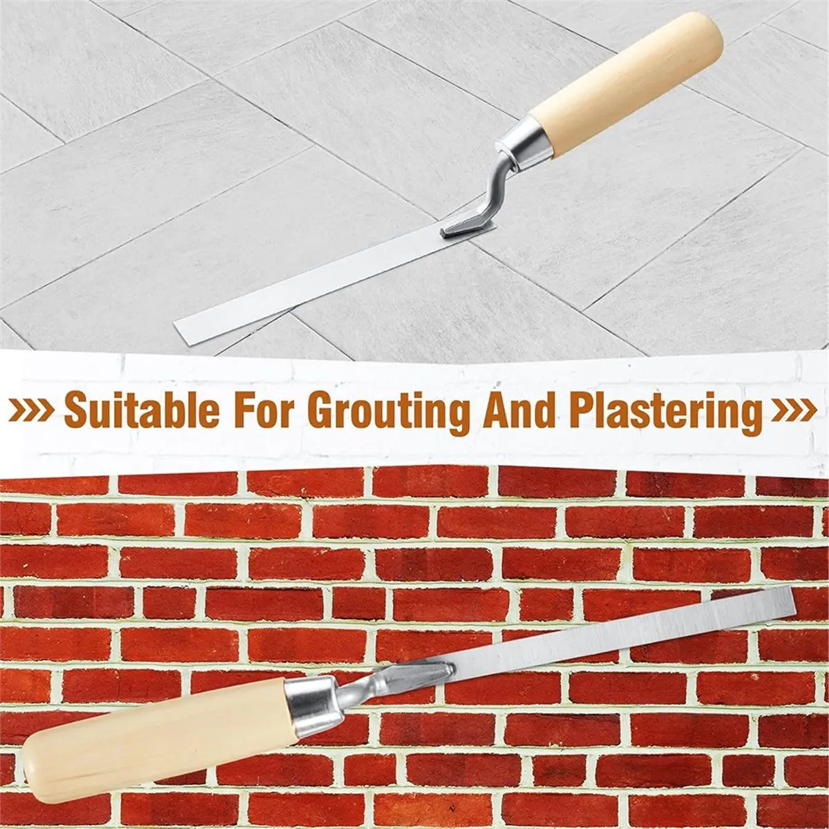 5pcs Pointer Trowel Set with Wood Handle 6/8/10/12/15mm Professional Mortar Repair and Masonry Tools