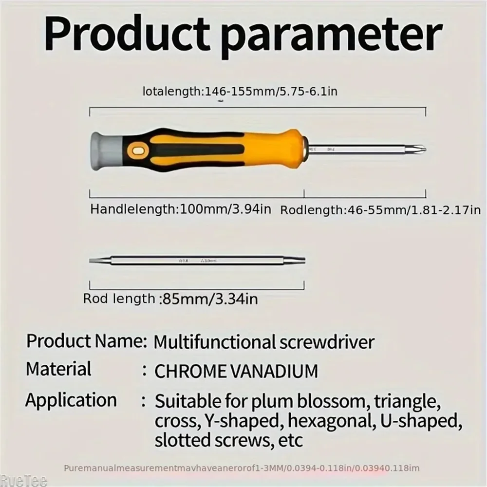 12 in 1 Magnetic Screwdriver Set Multifunctional Cross Flat Shaped Screwdriver Head Precision Handheld Maintenance Tool