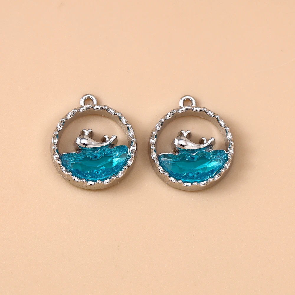 5 Stück 16 x 16 mm zarte Kristall-Metall-Wal-Anhänger für die Schmuckherstellung, Tropfenohrringe, Halsketten, Armbänder, DIY-Bastelbedarf – Detail 6