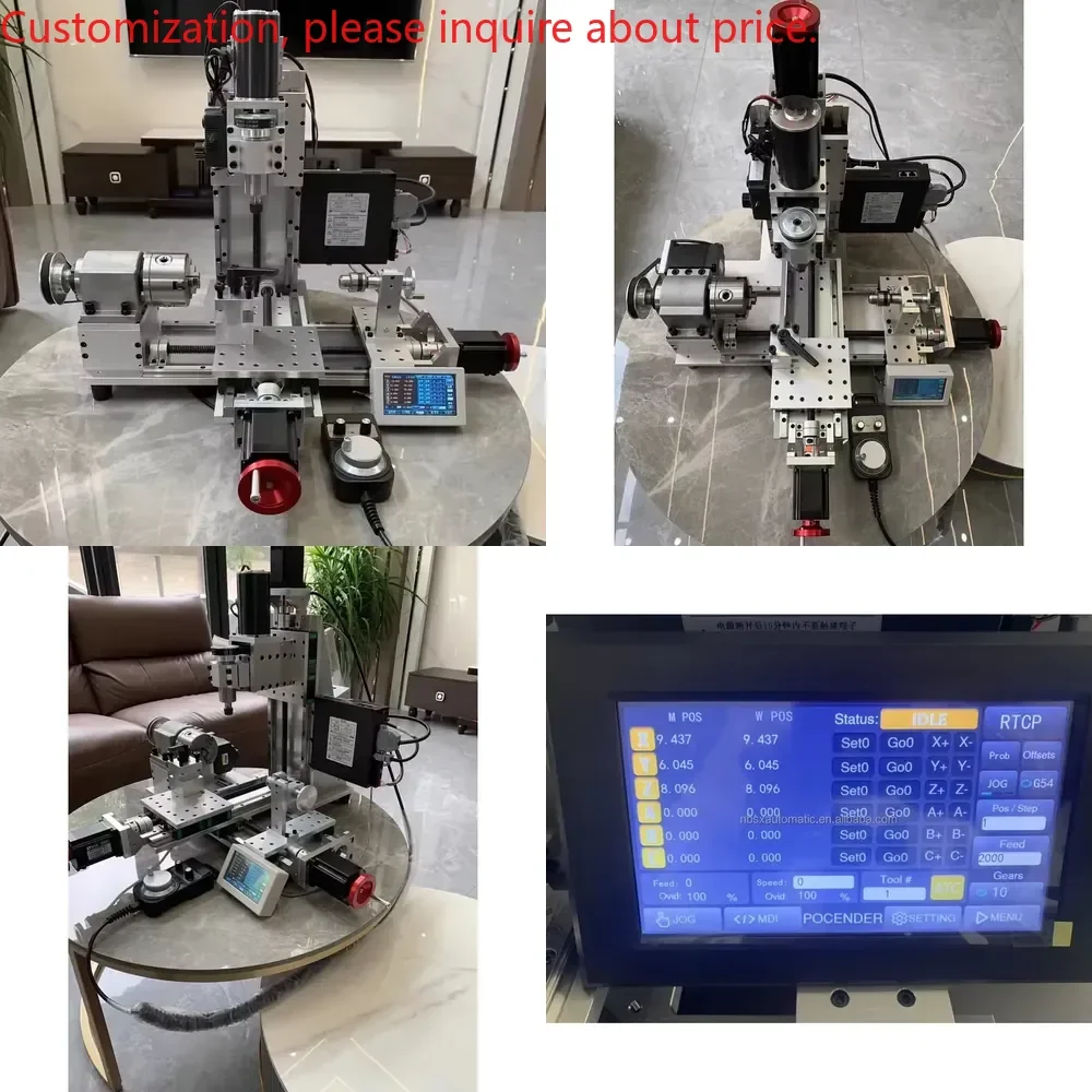 Multi-Function Manual Assembly Precision Turning, Milling, Drilling Integration Servo Motor Home Mini Cnc Lathe