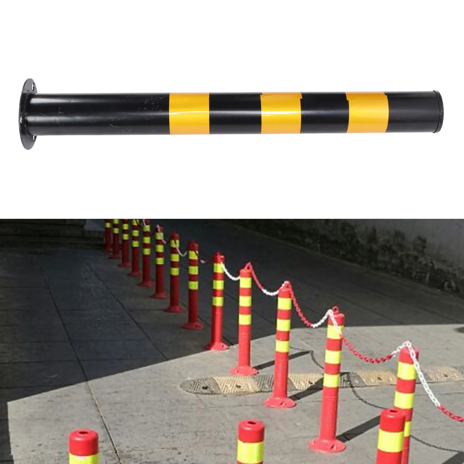 Safety Bollard Post 29.5in Height 3in Diameter Cold Rolled Steel Parking Barrier Pipe