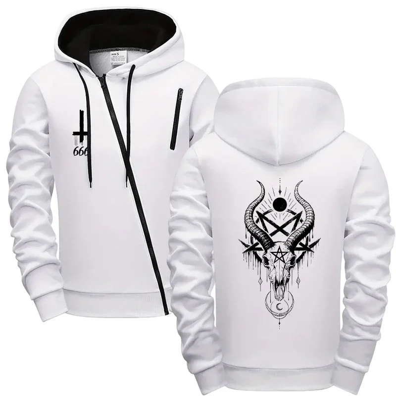 رجل دراجة نارية ركوب مجموعة 2025 قطري قلنسوة بسحاب والركض الخريف الشتاء الشيطان طباعة موضة الشارع الشهير مقنعين رياضية