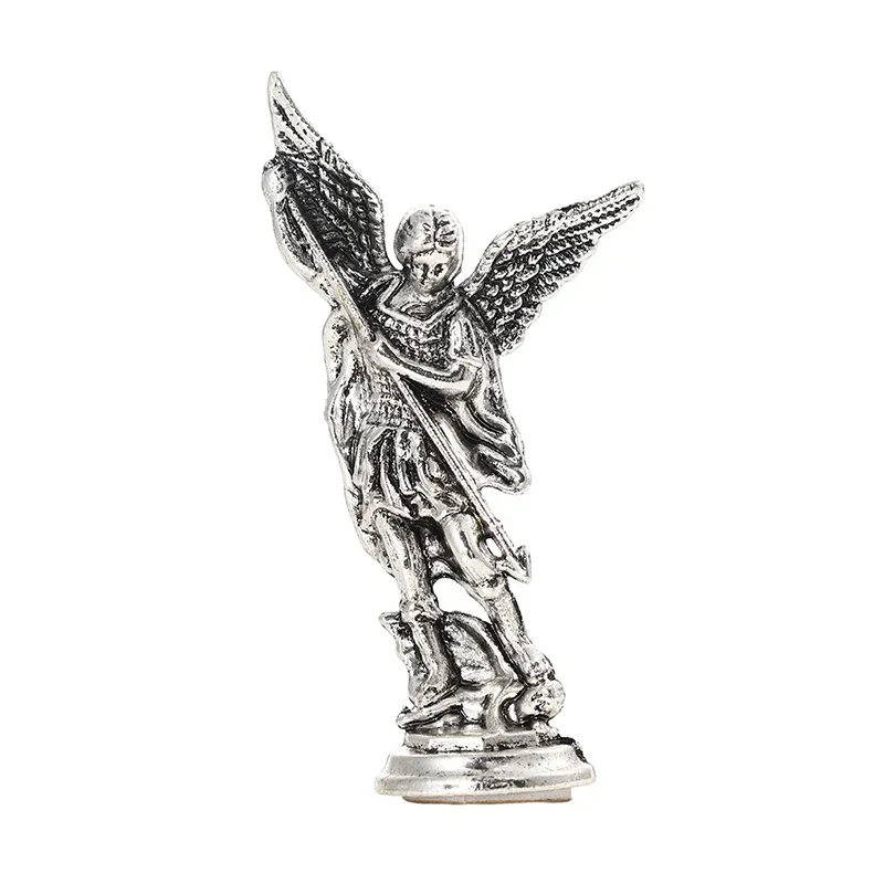 Christian Saint Michael FigurineThe Archangel Defeating Satan Guardian Statues Zinc Alloy Ctafts for Home Room Tabletop Desktop