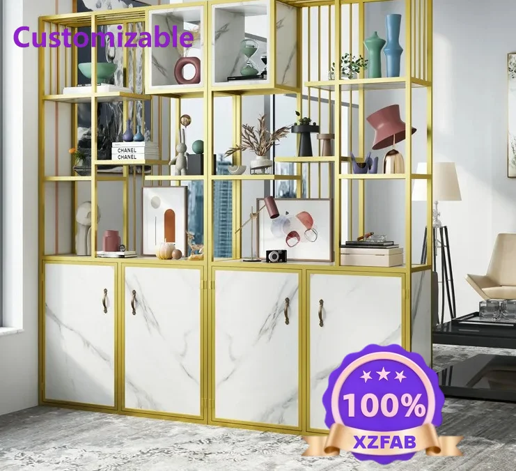 Factory Direct 2026 Living room office partition decoration wrought iron floor rack stainless steel bogu rack