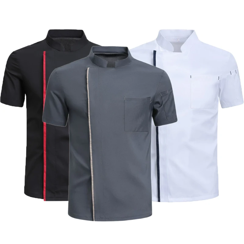 Stylish Chef Uniform for Men with Short/Long Sleeves Jacket in Hotels Restaurants Bakeries Food Service Workwear