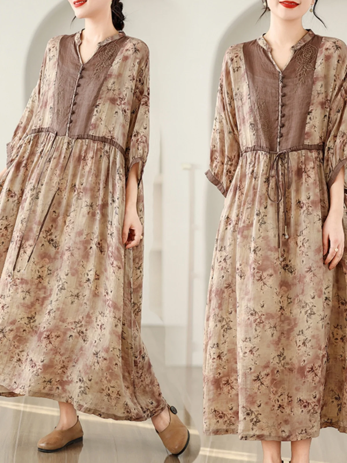 الرجعية V-ne مطبوعة عادية الدكتور المخرج عالية الخصر فانوس Sve تنورة طويلة تخفيف Sle الصيف Faion المرأة الدكتور