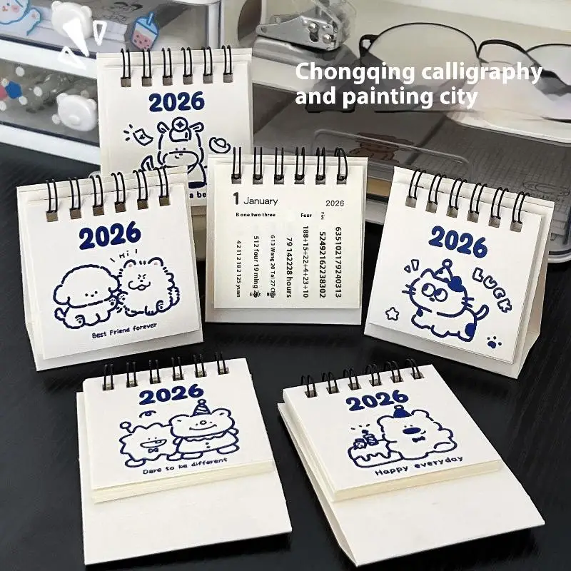 2026 Cute Mini Calendar Office Desktop Decoration Small Ornament Calendar Calendar Plan Book 6.5*7cm