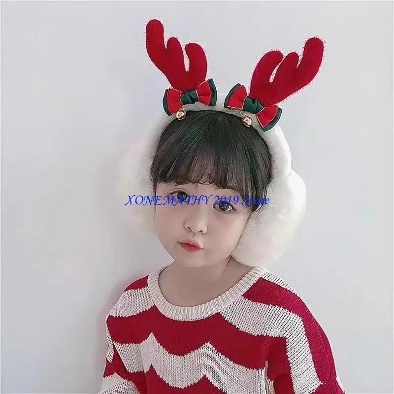 

F42F Утеплители для ушей принцессы с бантом и декоративными наушниками из рога с изоляцией для холодной погоды и улицы для и