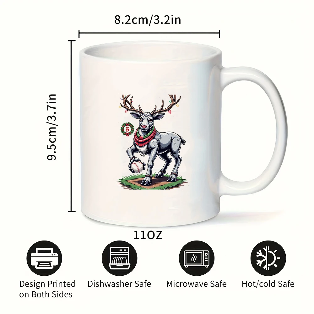 كارتون الرنة البيسبول القدح 11 أوقية هدية الكريسماس للأطفال كوب الأسرة مكتب فنجان القهوة هدية مخصصة شخصية #3