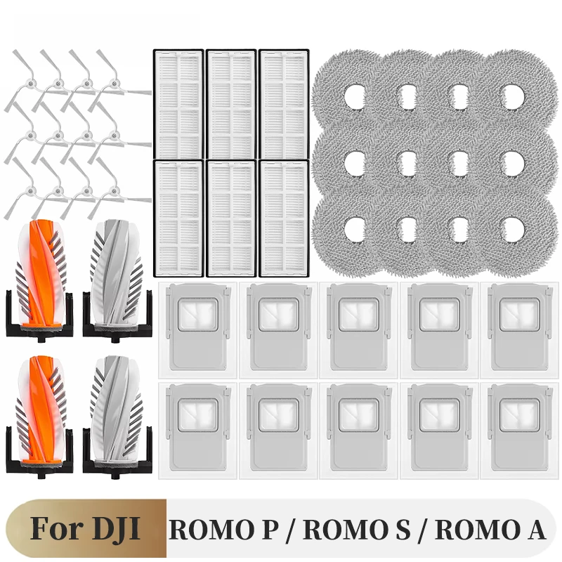 

For DJI ROMO P / ROMO S / ROMO A Vacuum Cleaner Spare Parts Accessories Roller Side Brush HEPA Filter Mop Pad Dust Bag