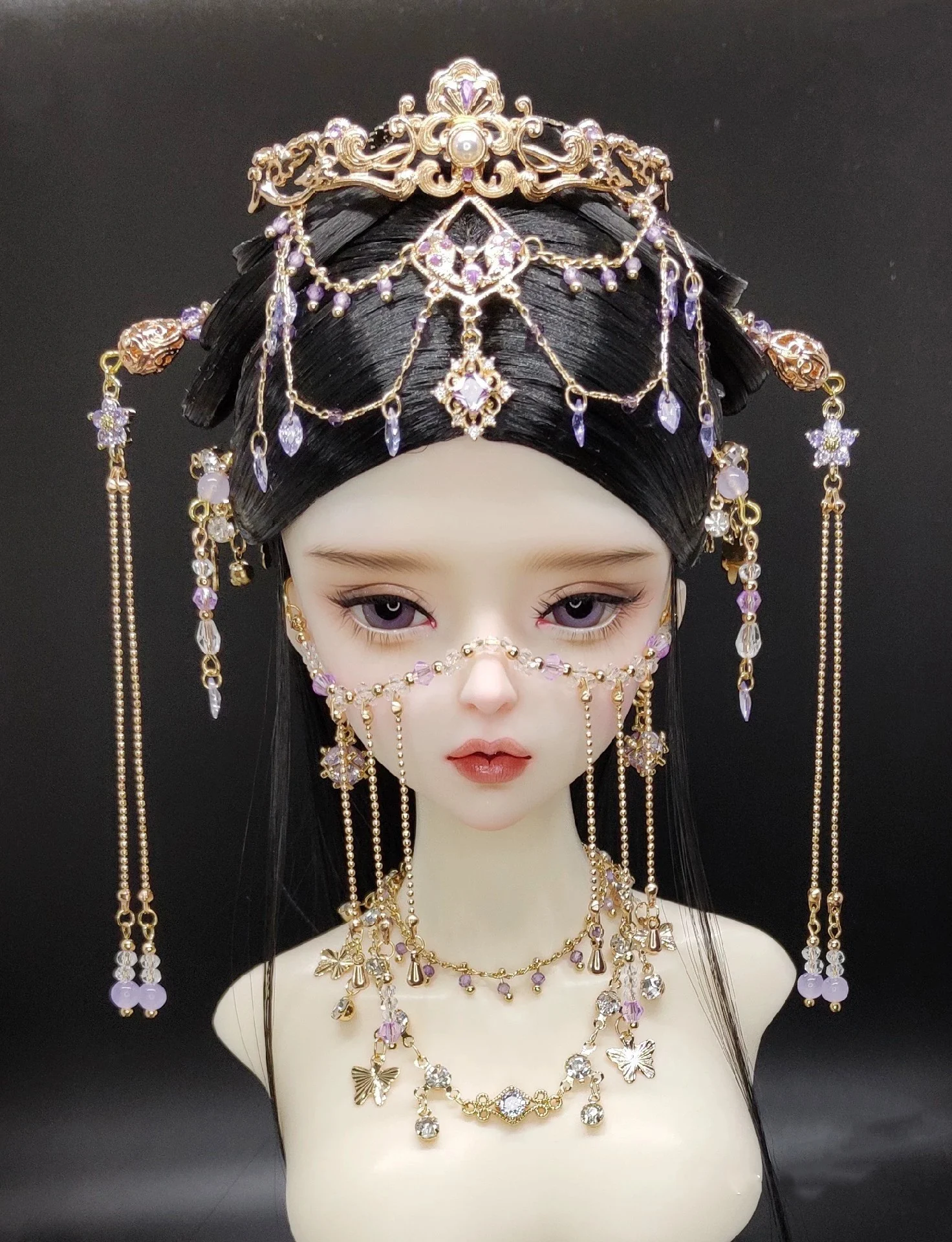 1/4 1/3 BJD Hairpin Fairy Wig Headwear Set Ancient Costume Hanfu Doll Hair Accessories Hair Crown For BJD/SD MSD SD13 Girl C2046