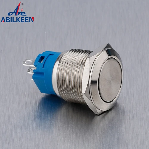 Imagen 2 del producto ABILKEEN-botón pulsador de Metal de cabeza plana, 19mm, momentáneo/enclavamiento, impermeable, IP67, 1NO1NC, sin luz, 3 pines, precio barato