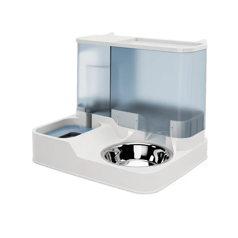 2 in 1 Pet Dog Cat Automatic Feeder Large Capacity Automatic Drinker Hygienic and Durable Stainless Steel 2 Bowl Pet Supplies