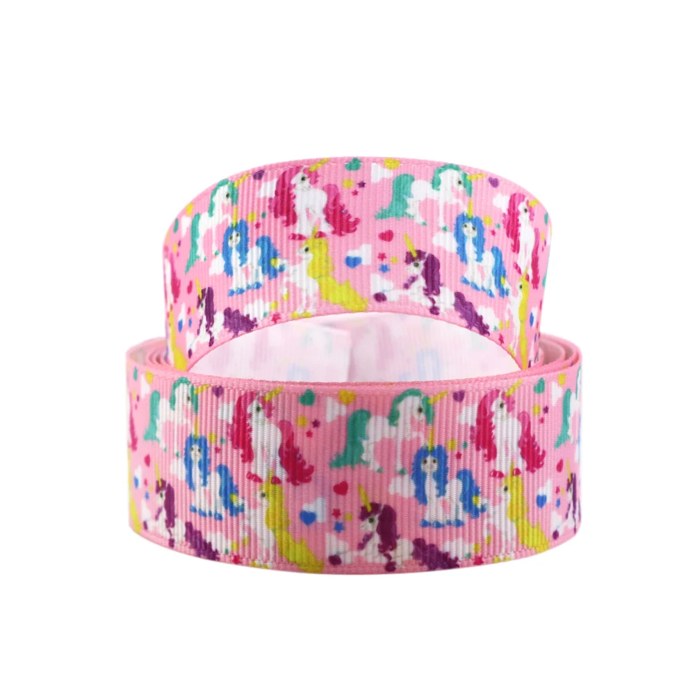 5 Yards Multi Size Unicorn Candy Printed Grosgrain Ribbon For Gift Wrapping DIY Hair Bow Christmas Party Decoration,5Yc9695