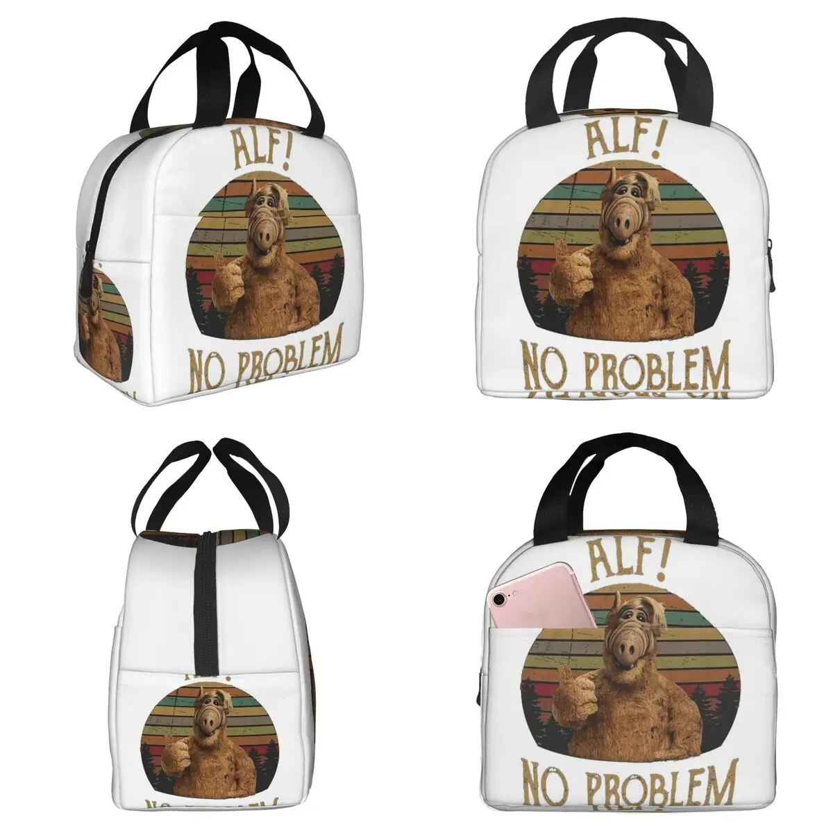 Alf Gordon Shumway Thumbs Up Sitcoms Bolsa térmica isolada para escritório, caixa térmica para alimentos, recipiente à prova de vazamento