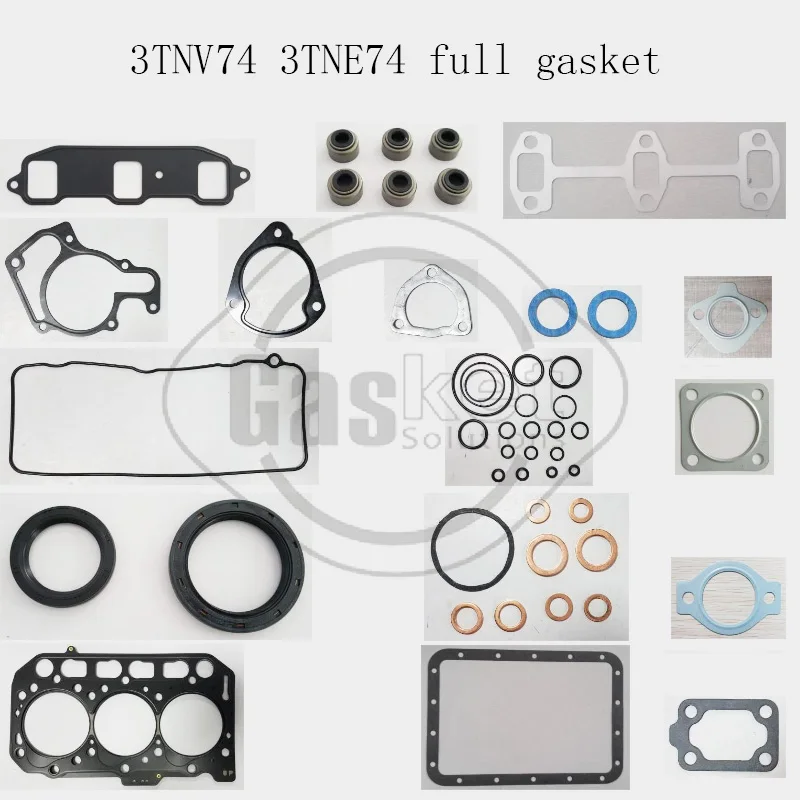 Complete Full Gasket Kit Set for  Yanmar 3TNV74 3TNE74 Engine With Cylinder Head Gasket