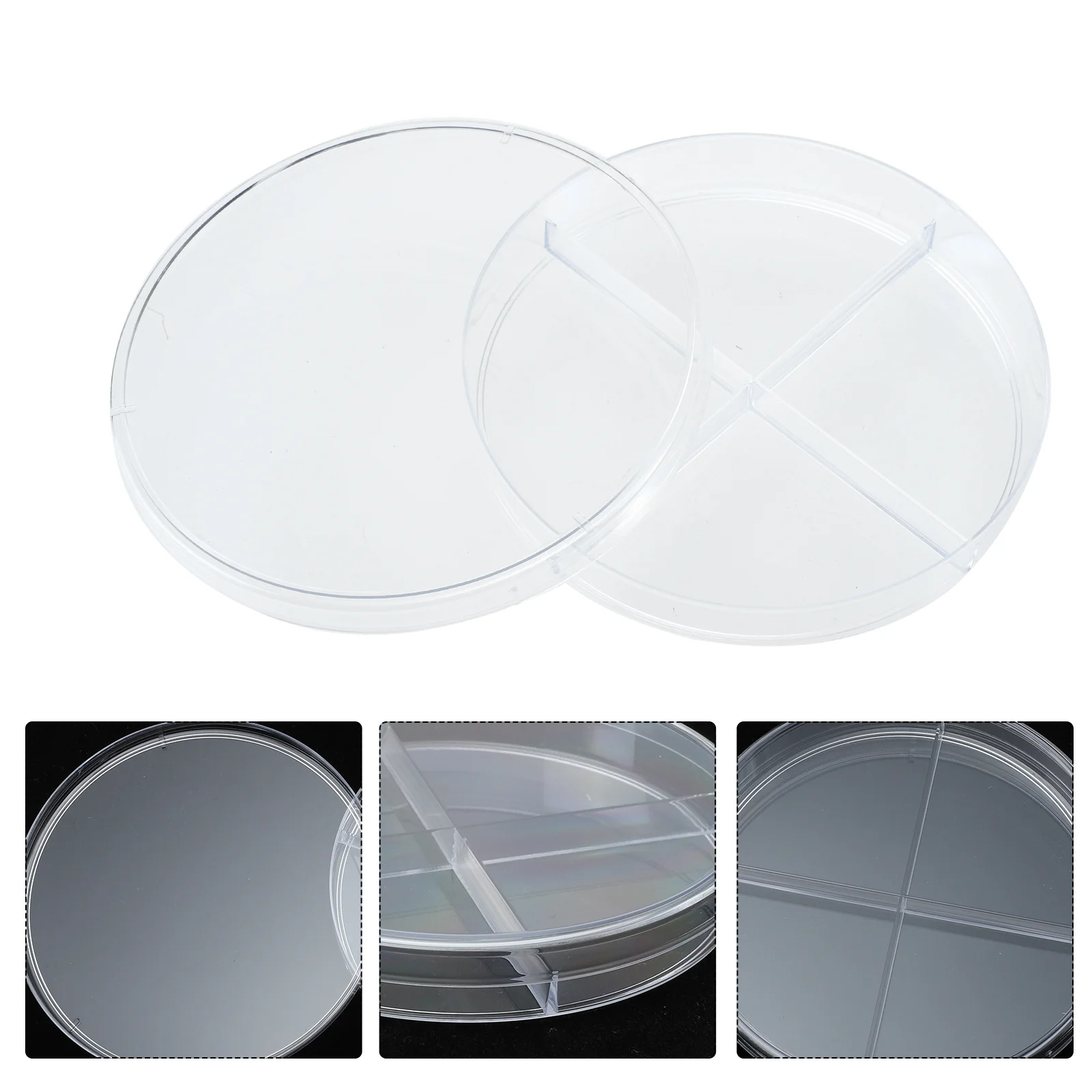 Cell Culture Dish Scientific Experiment Tool Transparent Petri Four Compartments School Supplies Clear for Laboratory Plate