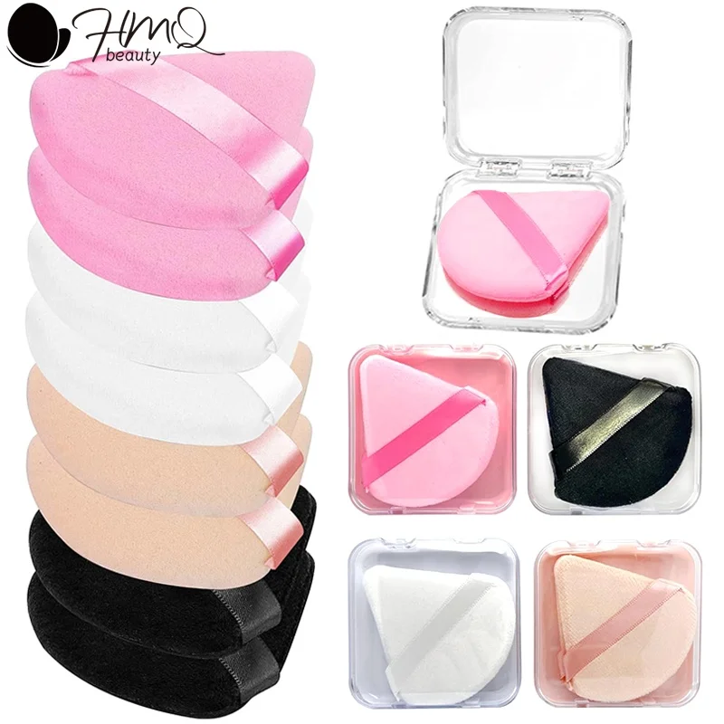 Zestaw 5 gąbek do makijażu w kształcie trójkąta z pudełkiem do przechowywania, gąbki do pudru, gąbki do makijażu twarzy, kosmetyki, zmywalne, lekkie narzędzia do makijażu