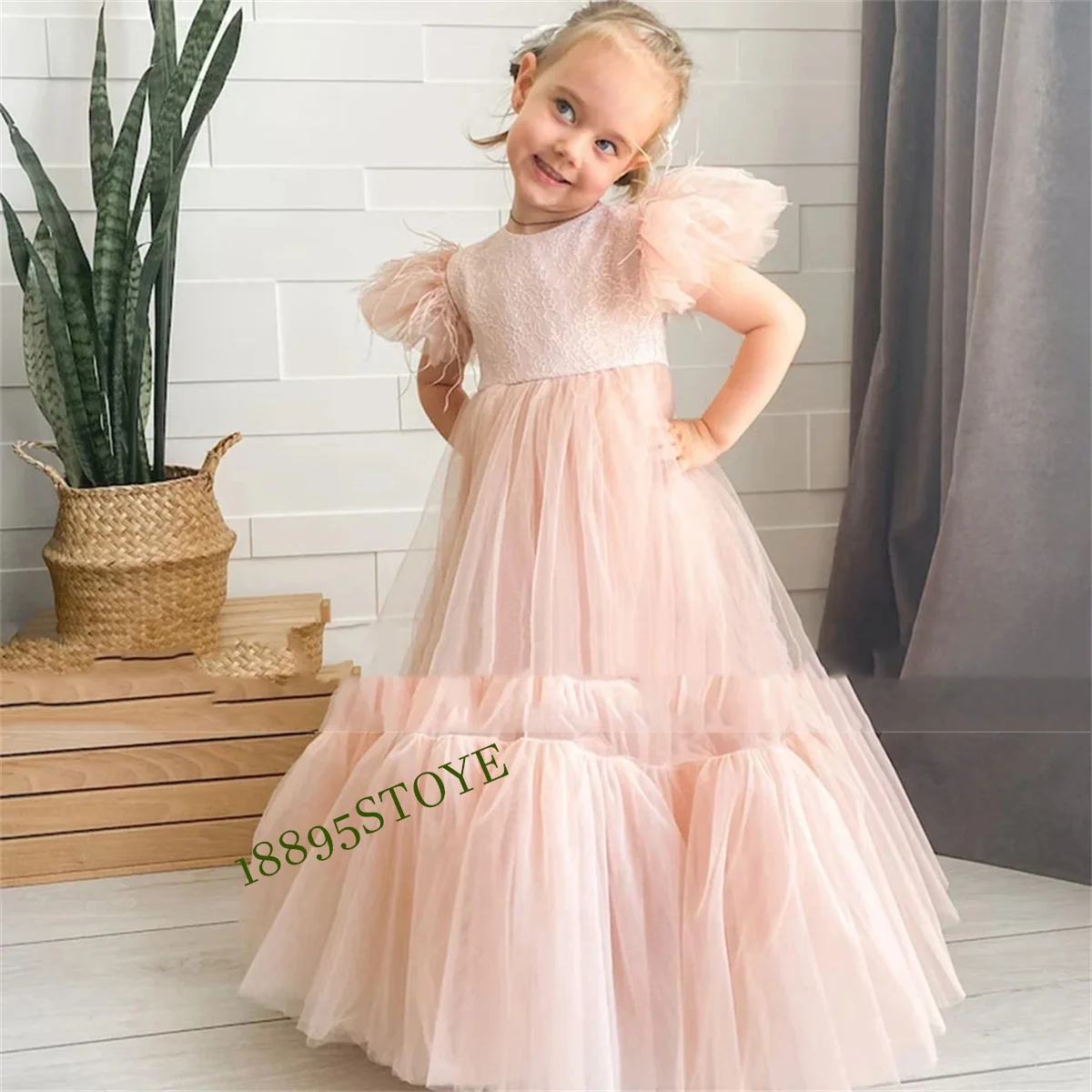 Vestidos de niña de flores rosas personalizados, elegante vestido de fiesta de princesa para niños, fiesta de cumpleaños, lazo Simple, largo hasta el suelo, primera comunión Dr