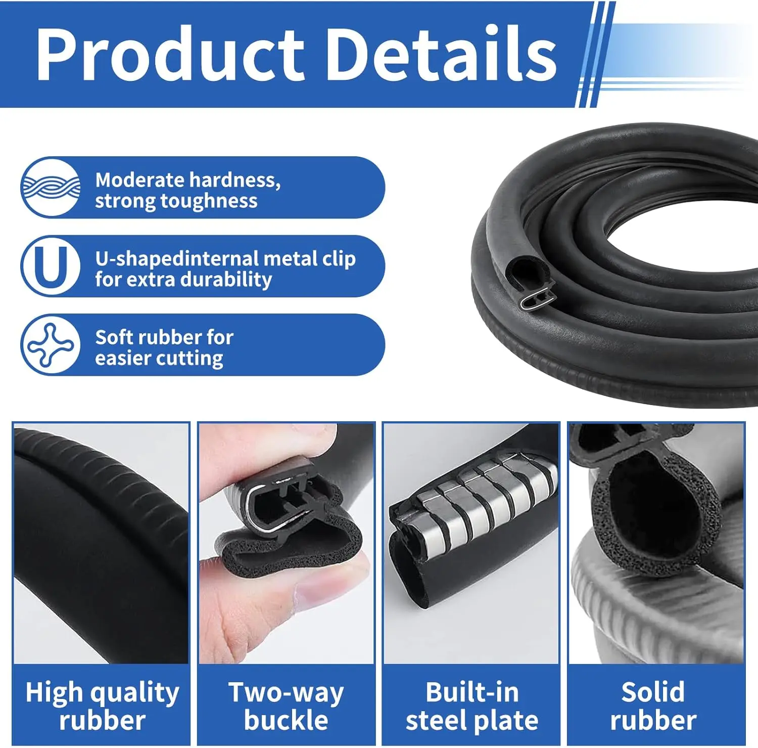 Door Weather Stripping Seal Compatible with 1986-2007 Peterbilt 377 359 379 330 360 370 380 Rubber Front Door Weatherstrip