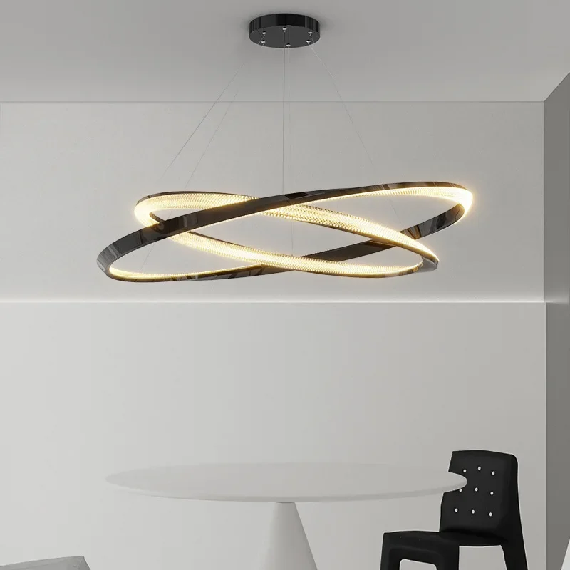 Plafonnier LED suspendu en acier au design nordique, avec télécommande, éclairage d'intérieur, luminaire décoratif de plafond, idéal pour un salon ou des escaliers