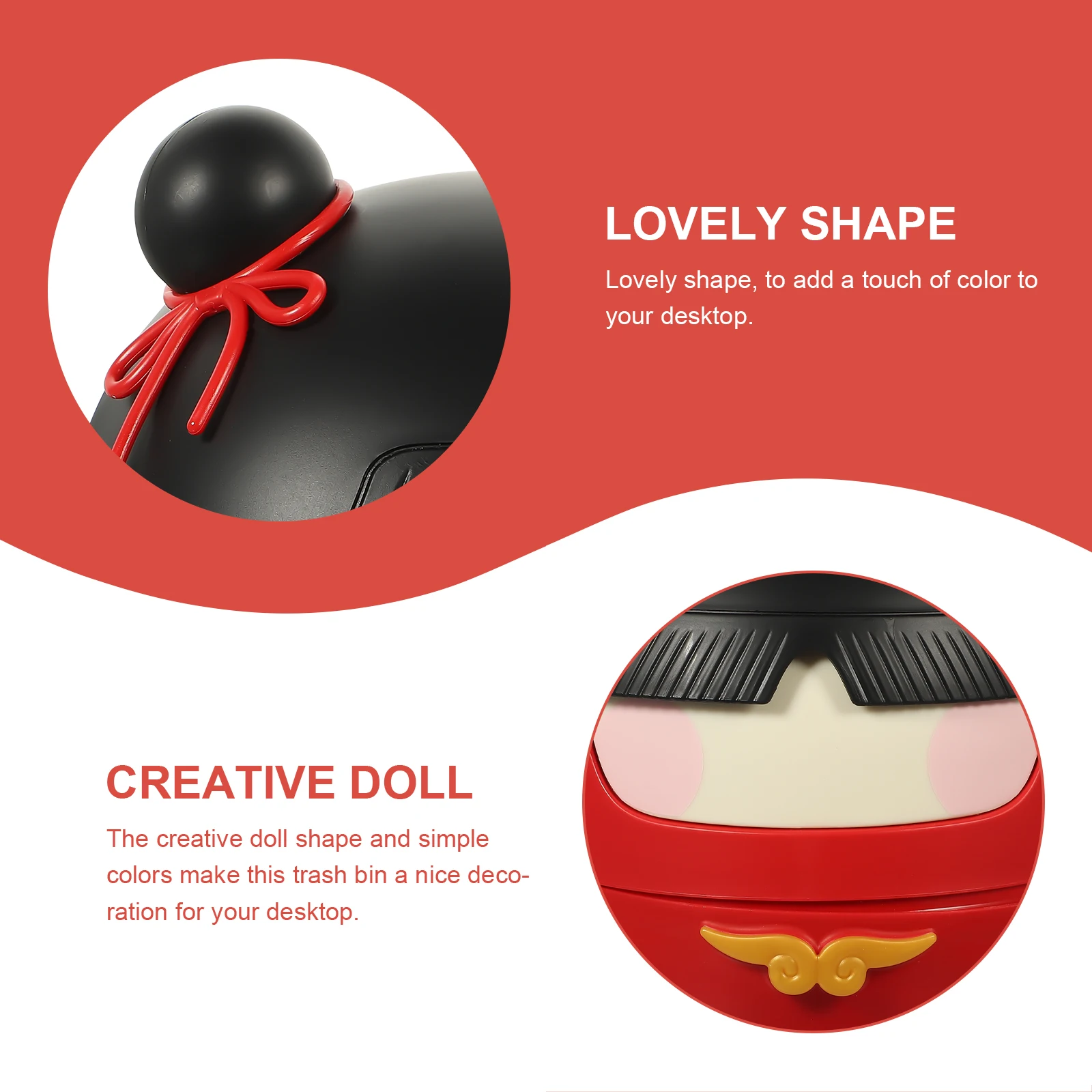 

Plastic Lovely Leakproof Small Trashcan Desktop Red Holder Office Desk Trash Can Storage Bin Garbage Container