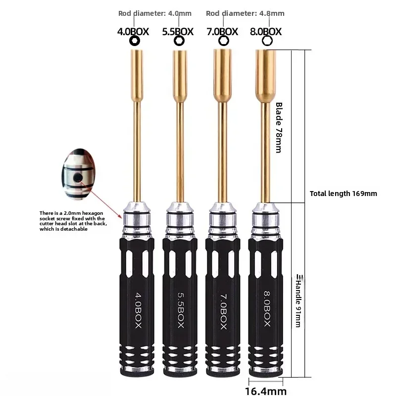 

Allen Screwdriver 4.0mm 5.5mm 7.0mm 8.0mm Hex Driver Set RC Tool Flat Head Hexagon Screw Driver Wrench Tool Kit for RC Car Drone