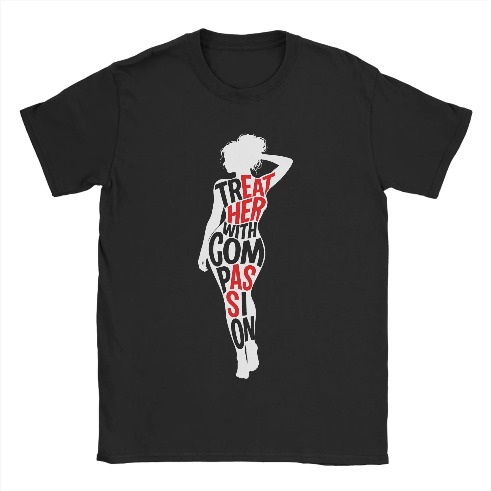 T-shirt Streetwear en coton pour homme, à manches courtes, motif 'Beach Treat Her With Compassion', amusant, grande taille 6XL