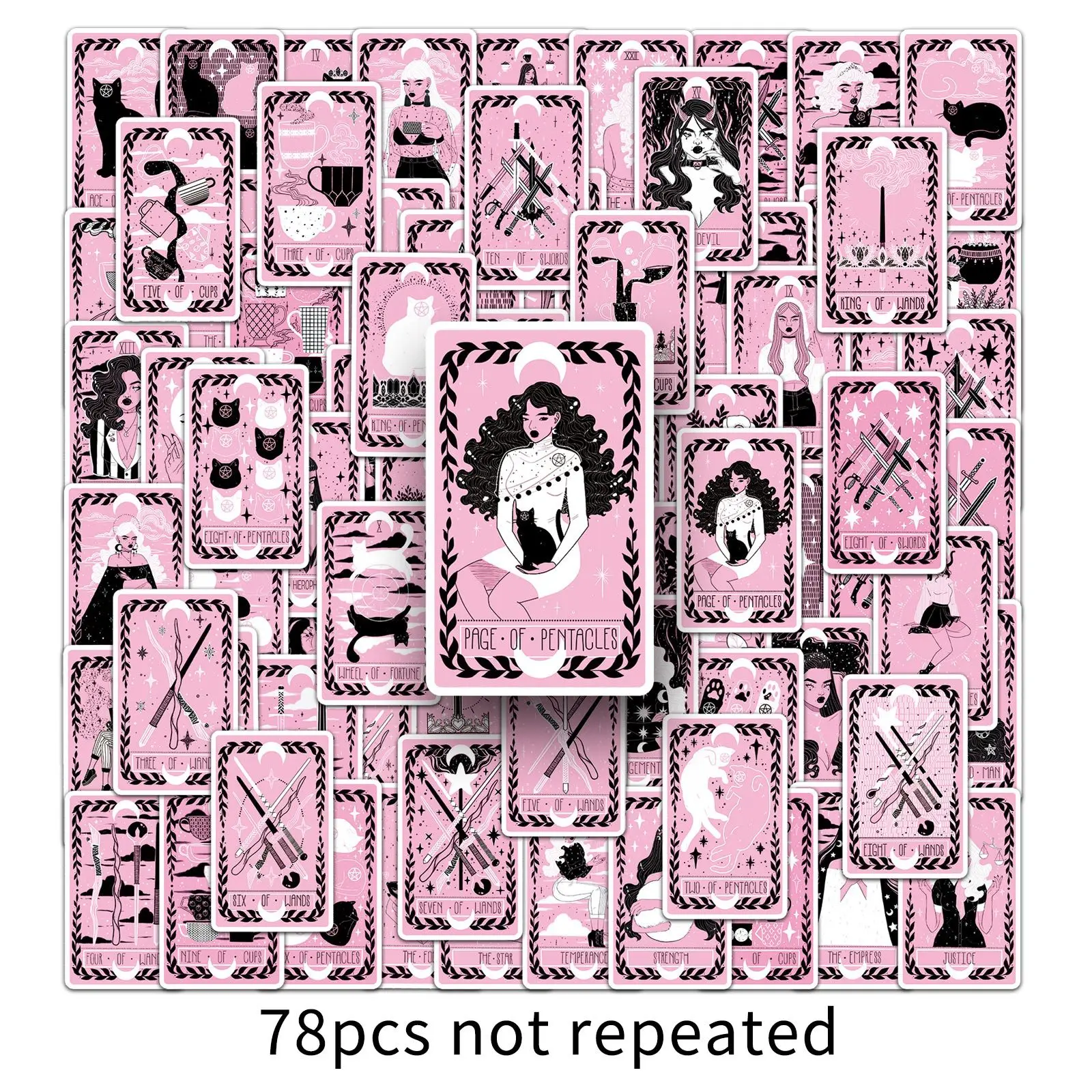 78 個ブラックピンクタロットグラフィティステッカートレンディな装飾ラップトップギターウォーターカップ iPad 防水ステッカー子供のおもちゃ