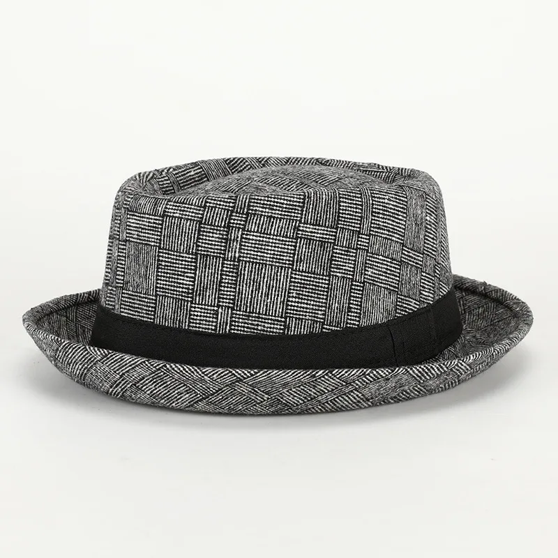 Hat New British French Plaid Foreign Style Men's Retro Top Hat Spring and Autumn Convex Top Fashion High-end Jazz Hat