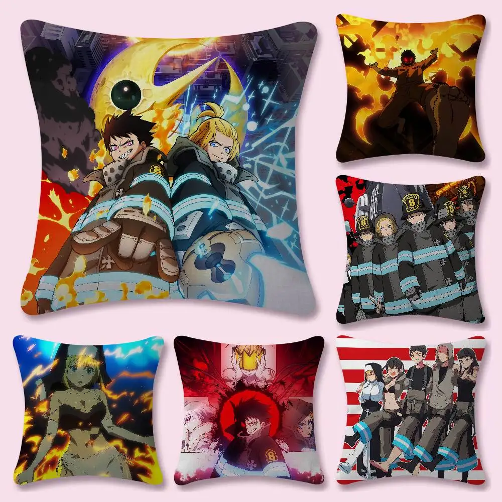 Anime Fire F-Force Mini 45*45cm Cushion Cover Pillow Cover Decor Pillowcase Home Pillowcase For Couch Pillow