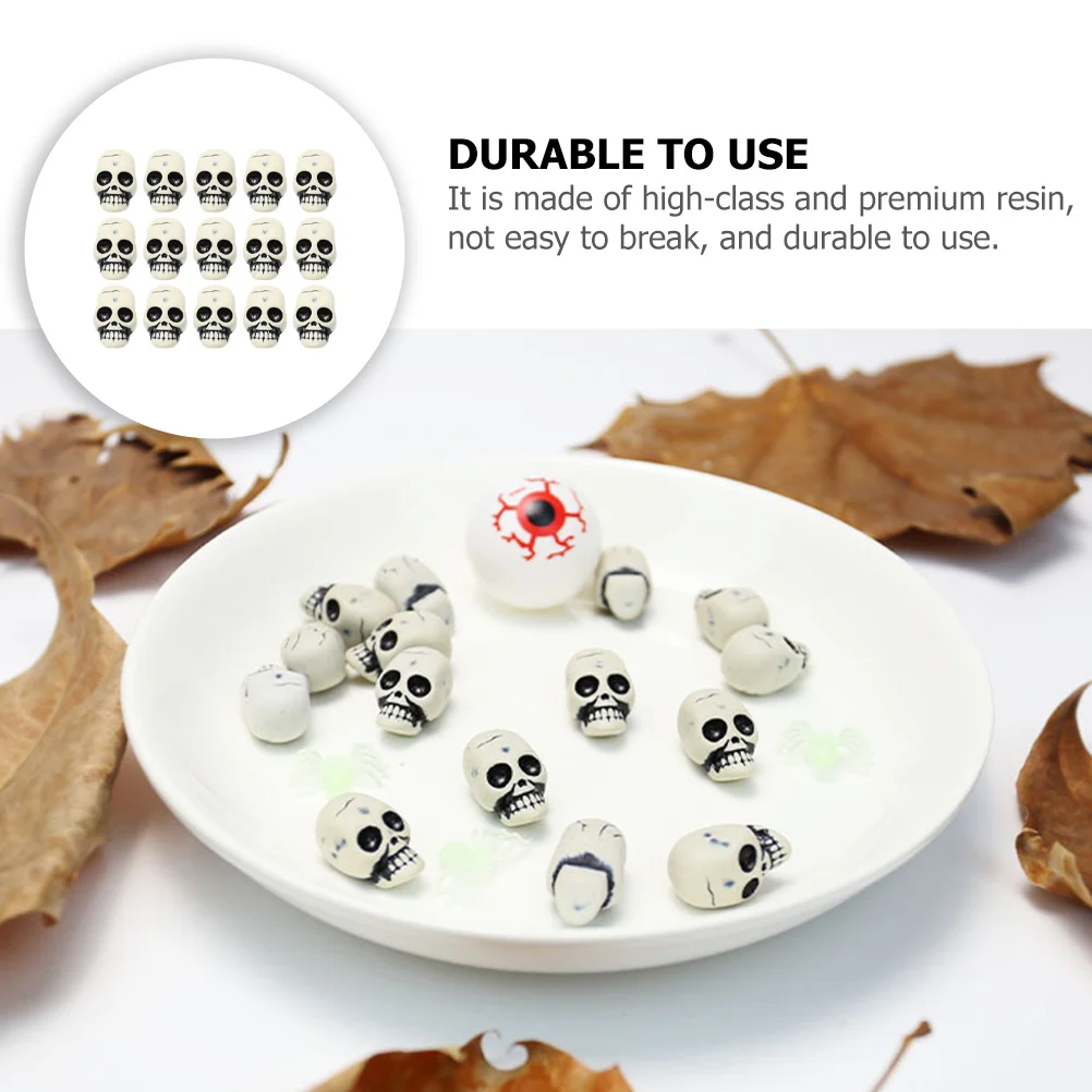 

25Pcs Resin Skull Head Decor Small Halloween Skull Heads for Haunted House Party Prank Horror Tabletop Decoration
