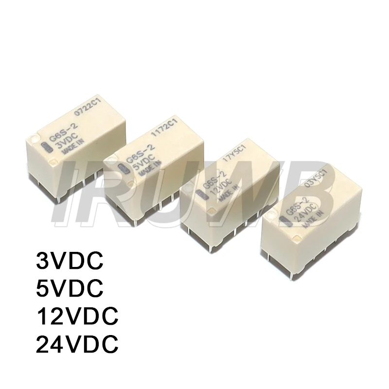 5PCS New G6S-2 3VDC 5VDC 12VDC 24VDC Signal Relay 8Pin DC 3V 5V 12V 24V 2A Mini Signal Switch Relays