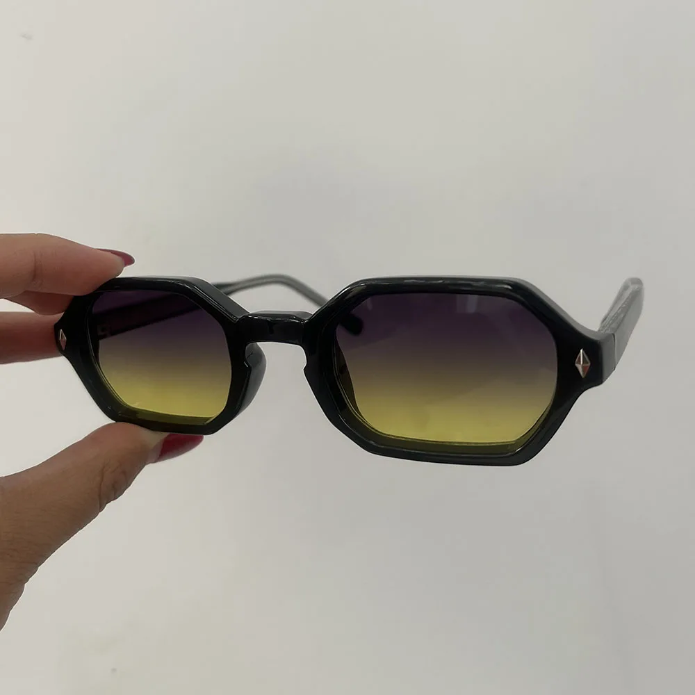 Klassieke klinknagel kleine frame vintage zeshoekige zonnebril dames voor heren mannelijke zonnebril luxe merkontwerper populaire punkzonnebril