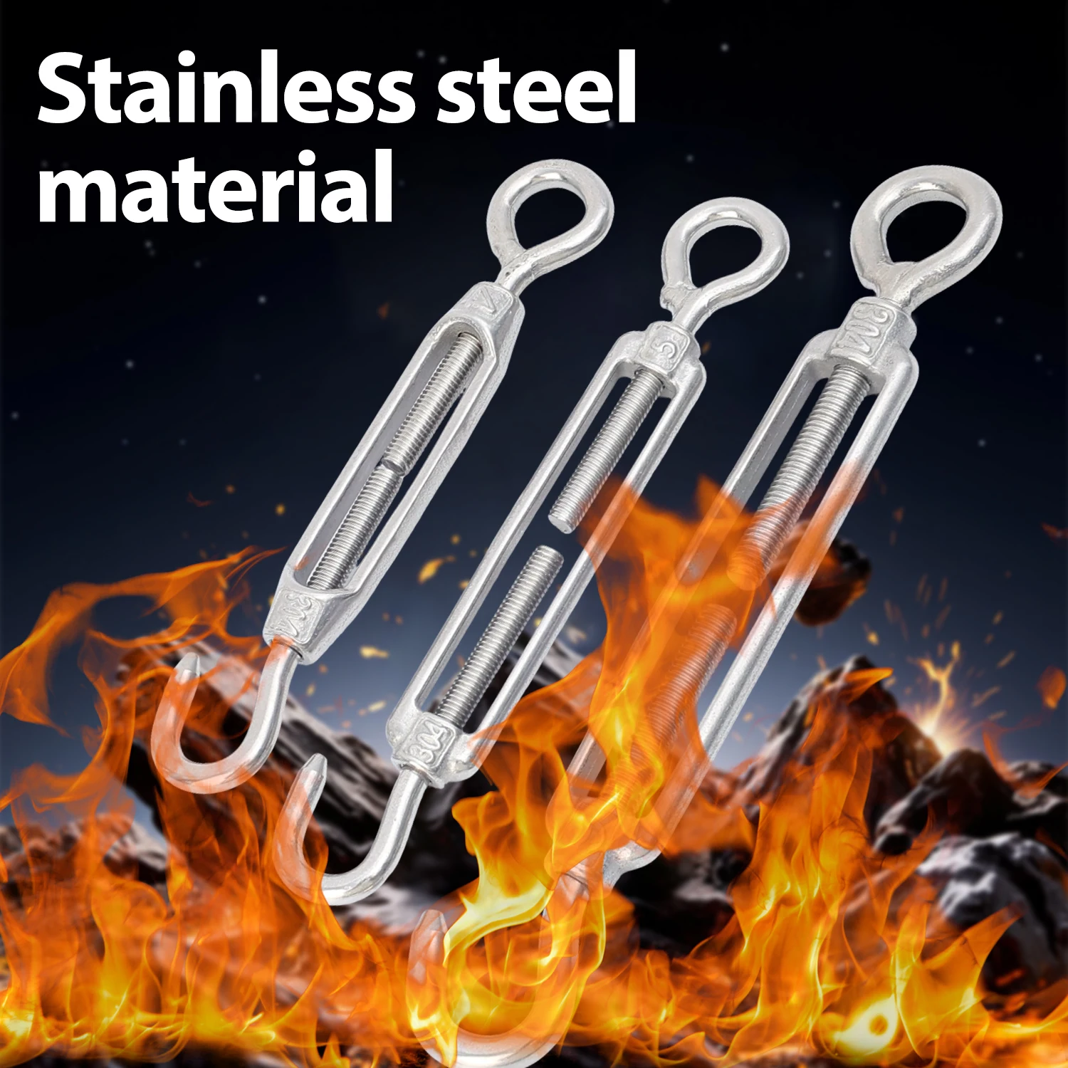 1/5Pcs Adjustable Rope Tightener Stainless Steel 304 Heavy Duty OC Type Turnbuckle Hook Eye Tensioners Wire Cable Tension Set