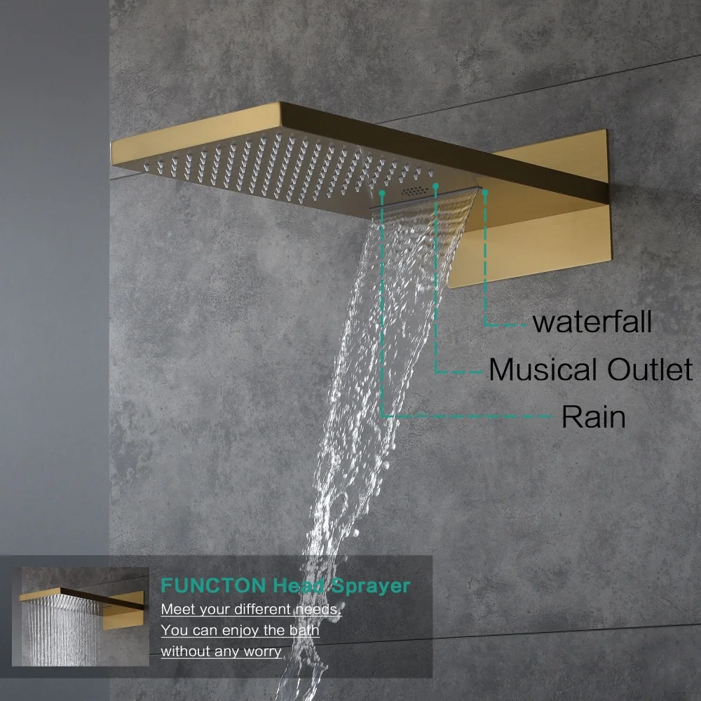 Bathroom Shower Set System Smart Showers With Lifting Rod 4+1 Shower Faucet Metal Function