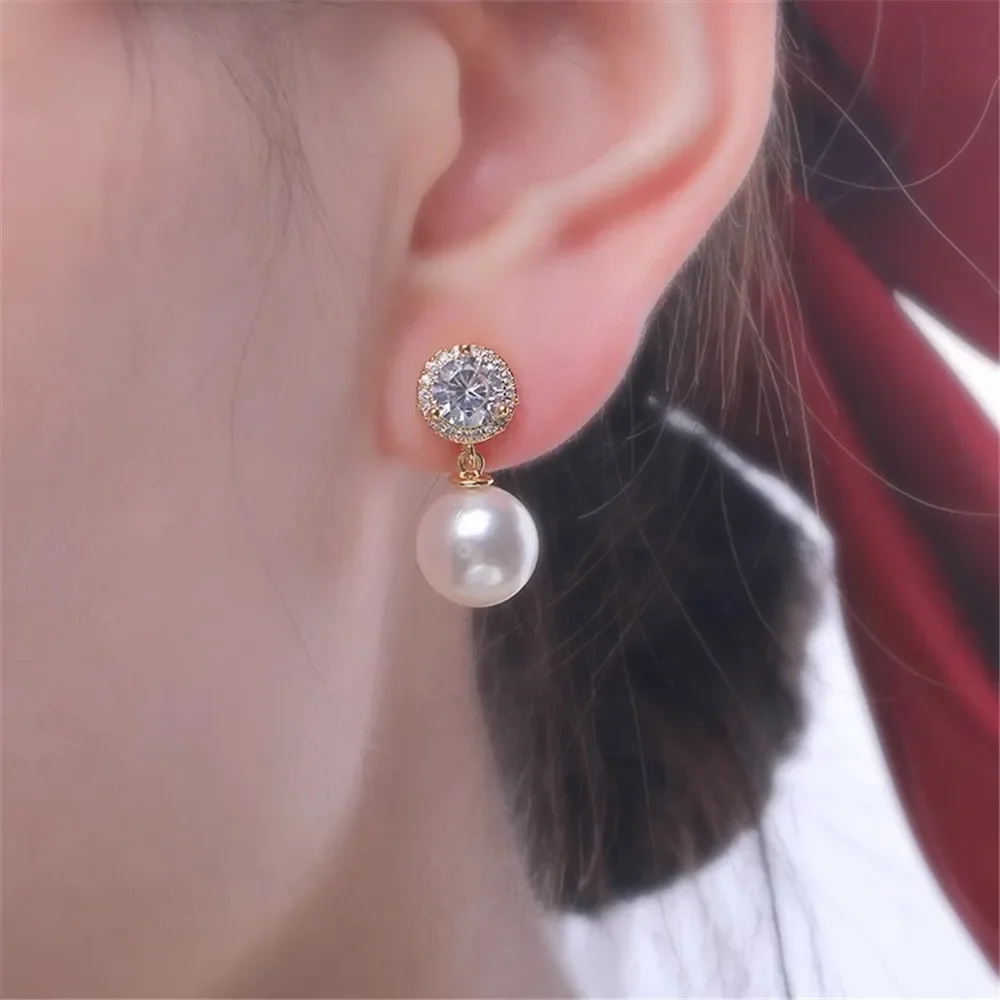 Gold Plated Pearl Earring Settings, DIY Jewelry Making Supplies, Blank Ear Stud Bases for Handmade Accessories, 1pair No Pearl