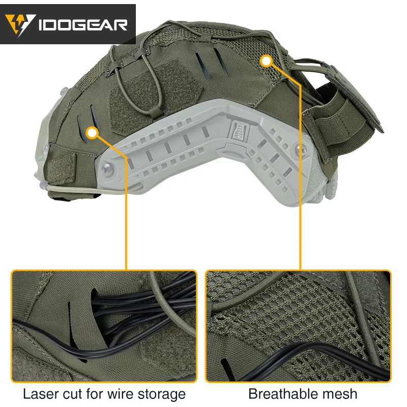 IDOGEAR Hunting Nylon Headwear Cover for Fast Hel-met with NVG Battery Pouch Hunting Accessories 3813