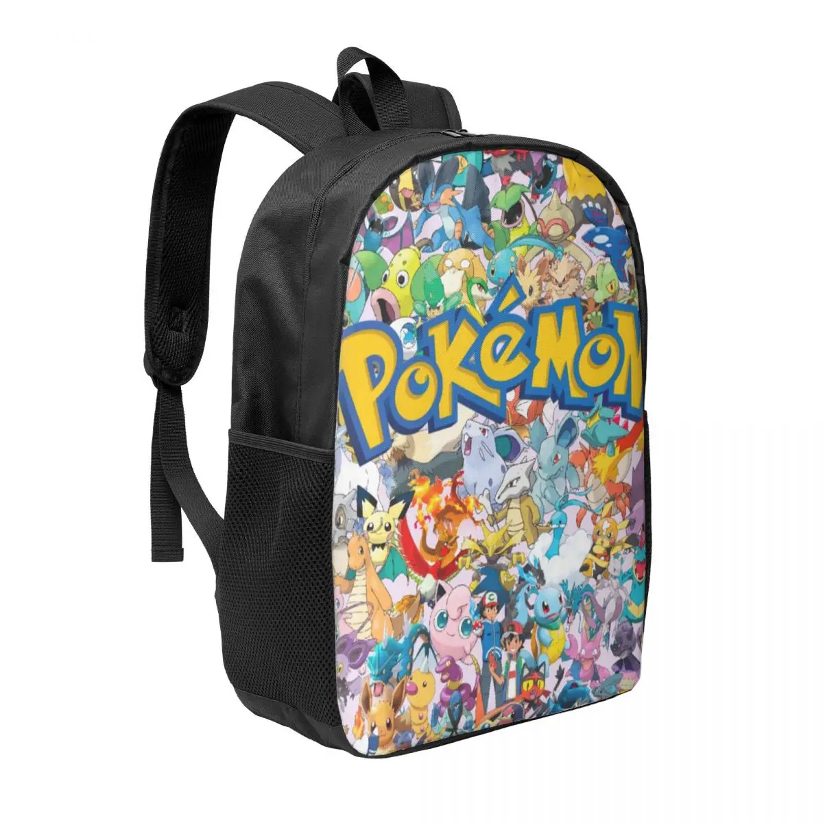 Mochila de estudante simples Pokémon de 17 polegadas – Bolsa escolar leve e espaçosa para meninos e meninas