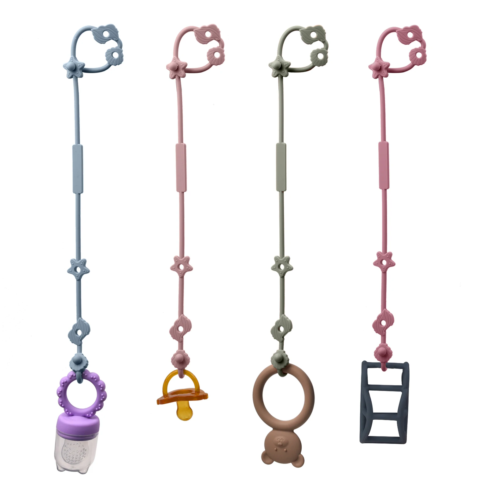 

Ремешок для детских игрушек без бисфенола А, регулируемый держатель для игрушек для коляски, силиконовый зажим для соски с защитой от потери, противоскользящий ремень безопасности для путешествий