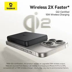Baseus Banco de energía magnético 22,5 W tipo C PowerBank Qi2 15 W batería externa de carga inalámbrica para iPhone 17 16 15 14 13 Pro Max
