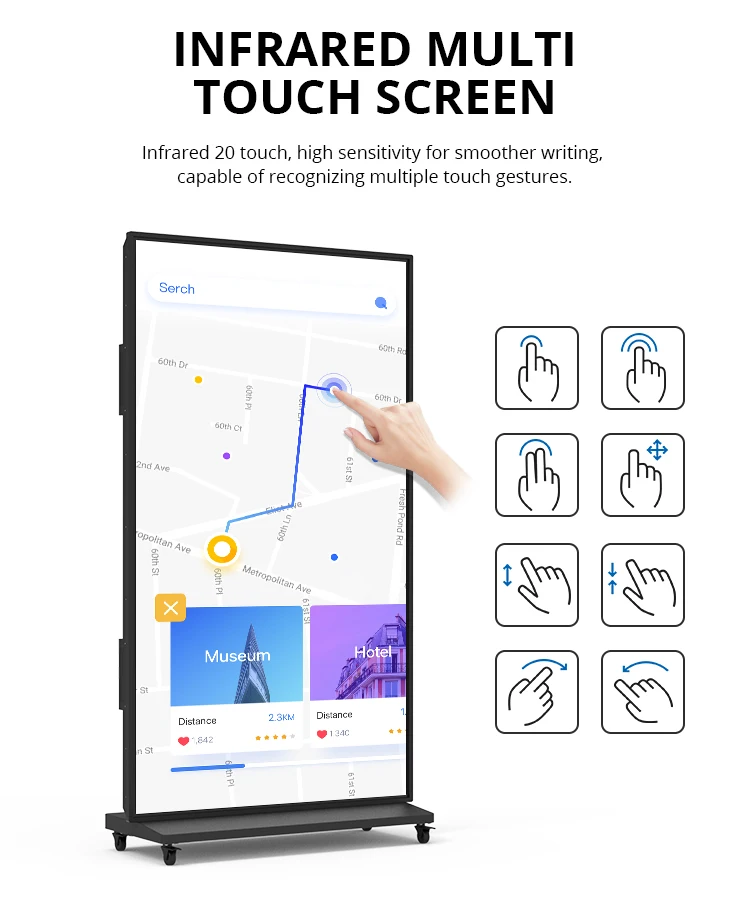 Hot Sales 75 86 Inch Infrared Touch Screen Signage and Digital Displays Mobile Banking Indoor Advertising Boards for Banks