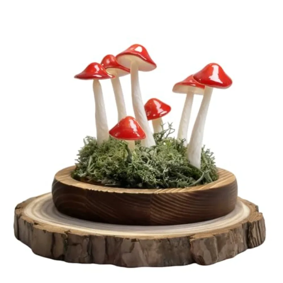 

Mushroom Lamp, Decor LED Light in Glass Dome with Base for Home Bedroom Decor Birthday with Birthday Valentines Anniversaries G