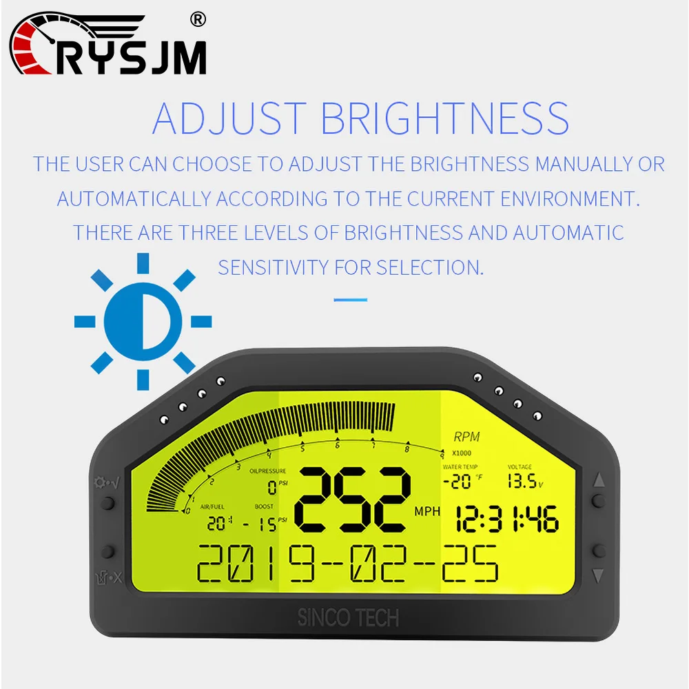 

Car LCD 9 in 1 Gauge Racing Display Multi-Function Dashboard Panel Bluetooth-compatible Speed RPM Fuel Voltage With Sensor Kit