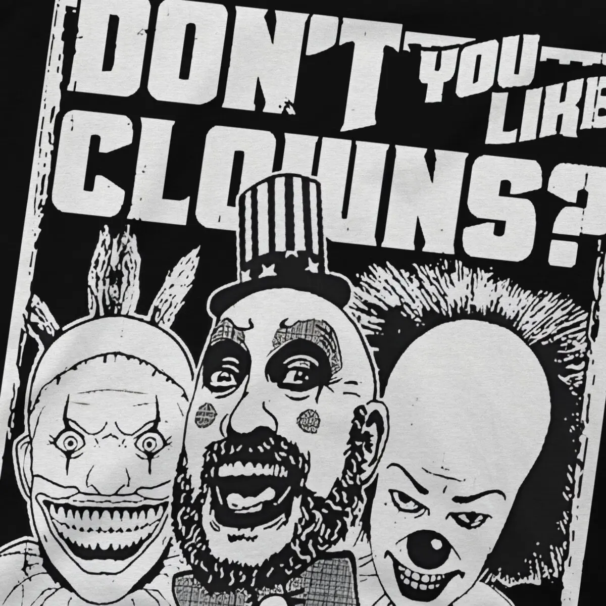 Don\'t You Like Clowns Men T Shirt Captain Spaulding Vintage Tees Short Sleeve Round Neck T-Shirts Cotton 4XL 5XL Clothes